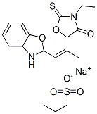 sodium 2-[2-(3-ethyl-4-oxo-2-thioxooxazolidin-5-yl)prop-1-enyl]-2H-benzoxazole-3-propylsulphonate Structure