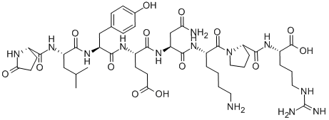 5-オキソ-L-Pro-L-Leu-L-Tyr-L-Glu-L-Asn-L-Lys-L-Pro-L-Arg-OH 化学構造式