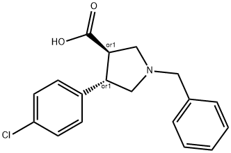Trans-1-benzyl-4-(4-chlorophenyl)pyrrolidine-3-carboxylic acid-HCl Struktur