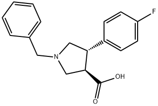 (3R,4S)-1-苄基-4-(4-氟苯基)吡咯烷-3-羧酸, 80909-49-5, 结构式