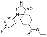 ethyl 1-(4-fluorophenyl)-4-oxo-1,3,8-triazaspiro[4.5]decane-8-carboxylate Struktur