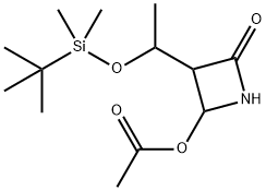 Acetic acid 3-[1-(tert-butyldimethylsiloxy)ethyl]-2-oxoazetidin-4-yl ester Struktur