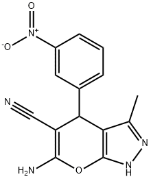 6-氨基-3-甲基-4-(3-硝基苯基)-2,4-二氢吡喃并[2,3-C]吡唑-5-甲腈, 81000-13-7, 结构式
