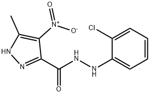 1H-Pyrazole-3-carboxylic acid, 5-methyl-4-nitro-, 2-(2-chlorophenyl)hy drazide 结构式