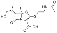 (5R)-3-[[(E)-2-(Acetylamino)ethenyl]thio]-6-[(E)-2-hydroxy-1-methylethylidene]-7-oxo-1-azabicyclo[3.2.0]hept-2-ene-2-carboxylic acid Structure