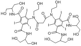5,5'-[(1,3-ジオキソ-1,3-プロパンジイル)ビス[(2-ヒドロキシエチル)イミノ]]ビス[N,N'-ビス[2-ヒドロキシ-1-(ヒドロキシメチル)エチル]-2,4,6-トリヨード-1,3-ベンゼンジカルボアミド] 化学構造式