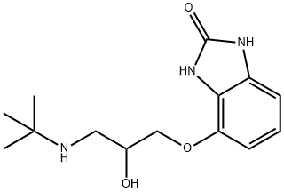 4-(3-tert-ブチルアミノ-2-ヒドロキシプロポキシ)-1H-ベンゾイミダゾール-2(3H)-オン 化学構造式