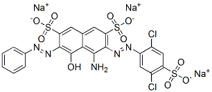 trisodium 4-amino-3-[(2,5-dichloro-4-sulphonatophenyl)azo]-5-hydroxy-6-(phenylazo)naphthalene-2,7-disulphonate Structure