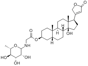 Glycine, N-(6-deoxy-L-mannosyl)-, 3-ester with 3-beta,14-dihydroxy-5-b eta-card-20(22)-enolide 结构式