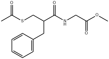 N-[2-[(アセチルチオ)メチル]-1-オキソ-3-フェニルプロピル]グリシンメチルエステル 化学構造式