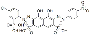 3-[(4-Chloro-2-phosphonophenyl)azo]-4,5-dihydroxy-6-[(4-nitrophenyl)azo]-2,7-naphthalenedisulfonic acid 结构式