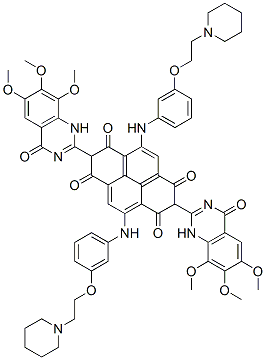 1,3,6,8(2H,7H)-Pyrenetetrone,  2,7-bis(1,4-dihydro-6,7,8-trimethoxy-4-oxo-2-quinazolinyl)-4,9-bis[[3-[2-(1-piperidinyl)ethoxy]phenyl]amino]-  (9CI) Structure