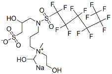 sodio(2-hydroxyethyl)[3-[(2-hydroxy-3-sulphonatopropyl)[(tridecafluorohexyl)sulphonyl]amino]propyl]dimethylammonium hydroxide Struktur