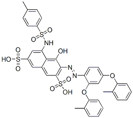 3-[[2,4-ビス(2-メチルフェノキシ)フェニル]アゾ]-4-ヒドロキシ-5-[[(4-メチルフェニル)スルホニル]アミノ]-2,7-ナフタレンジスルホン酸 化学構造式