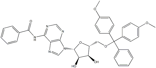 5'-DMT-RIBO ADENOSINE (N-BZ) 化学構造式