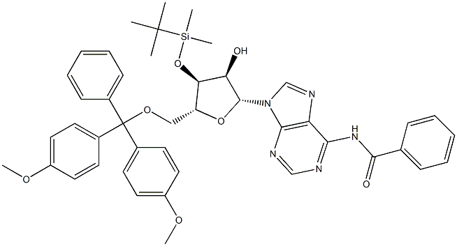 4'-DMTBS-5'-O-(4,4'-二甲氧基三苯甲基)- N6-苯甲酰基腺苷,81256-88-4,结构式