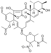 Tetronolide, 10-O-(4-(acetylamino)-2,3,4,6-tetradeoxy-3-C-methyl-3-nit rohexopyranosyl)-, 13-acetate Struktur