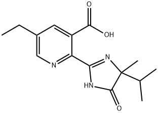 2-[4,5-ジヒドロ-4-メチル-4-イソプロピル-5-オキソ-1H-イミダゾール-2-イル]-5-エチル-3-ピリジンカルボン酸 化学構造式