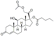 21-アセチルオキシ-11β-ヒドロキシ-17-[(1-オキソペンチル)オキシ]プレグナ-4-エン-3,20-ジオン 化学構造式