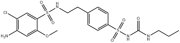 1-[4-[2-[(4-amino-5-chloro-2-methoxy-phenyl)sulfonylamino]ethyl]phenyl ]sulfonyl-3-propyl-urea Structure