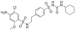 1-[4-[2-[(4-amino-5-chloro-2-methoxy-phenyl)sulfonylamino]ethyl]phenyl ]sulfonyl-3-cyclohexyl-urea Structure