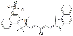 2-[(1E,3Z)-3-氯-5-(1,1,3-三甲基-1,3-二氢-2H-苯并[E]吲哚-2-亚基)-1,3-戊二烯基]-1,1,3-三甲基-1H-苯并[E]吲哚高氯酸盐 结构式