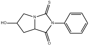 7-ヒドロキシ-3-フェニル-2-チオキソ-1,3-ジアザビシクロ[3.3.0]オクタン-4-オン 化学構造式