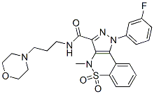 1-(m-Fluorophenyl)-1,4-dihydro-4-methyl-3-(3-morpholinopropylaminocarbonyl)pyrazolo[4,3-c][1,2]benzothiazine 5,5-dioxide Structure