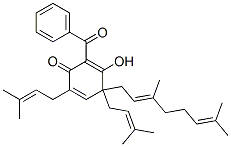 2,5-Cyclohexadien-1-one, 2-benzoyl-4-(3,7-dimethyl-2,6-octadienyl)-3-h ydroxy-4,6-bis(3-methyl-2-butenyl)- 结构式