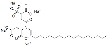 Aspartic acid, N-(3-carboxy-1-oxo-3-sulfopropyl)-N-octadecenyl-, tetrasodium salt Structure