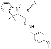 2-[N-(4-メトキシフェニル)-N-メチルヒドラゾノメチル]-1,3,3-トリメチル-3H-インドリウム=チオシアナート 化学構造式
