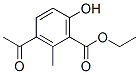 Benzoic acid, 3-acetyl-6-hydroxy-2-methyl-, ethyl ester (9CI) Struktur