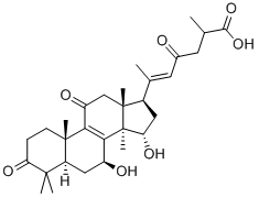 (25R)-7β,15α-ジヒドロキシ-3,11,23-トリオキソ-5α-ラノスタ-8-エン-26-酸 化学構造式