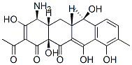 1,12(4H,5H)-Naphthacenedione, 2-acetyl-4-amino-4a,5a,6,12a-tetrahydro- 3,6,10,11,12a-pentahydroxy-6,9-dimethyl-, (4S-(4alpha,4aalpha,5aalpha, 6beta,12aalpha))- Structure