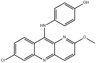 7-CHLORO-10-(4-HYDROXYANILINO)-2-METHOXY BENZO(B)-1,5-NAPHTHY RIDINE 化学構造式
