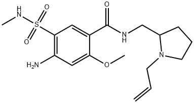 4-アミノ-2-メトキシ-5-[(メチルアミノ)スルホニル]-N-[[1-(2-プロペニル)-2-ピロリジニル]メチル]ベンズアミド 化学構造式