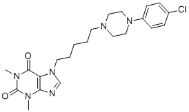 1H-Purine-2,6-dione, 3,7-dihydro-7-(5-(4-(4-chlorophenyl)-1-piperaziny l)pentyl)-1,3-dimethyl-, Struktur