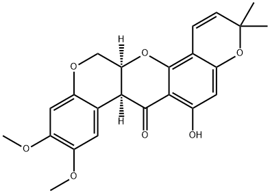 (7aS)-13,13aα-ジヒドロ-6-ヒドロキシ-9,10-ジメトキシ-3,3-ジメチル-3H-ビス[1]ベンゾピラノ[3,4-b:6',5'-e]ピラン-7(7aαH)-オン 化学構造式