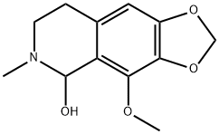 1-ヒドロキシ-8-メトキシ-2-メチル-6,7-メチレンジオキシ-1,2,3,4-テトラヒドロイソキノリン 化学構造式