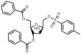 2,5-脱水-4,6-二-O-苯甲酰基-1-(对甲苯磺酰)-D-葡萄糖醇 结构式