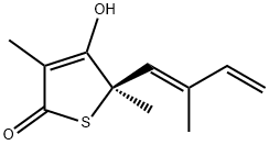 (S)-4-ヒドロキシ-3,5-ジメチル-5-[(E)-2-メチル-1,3-ブタジエニル]チオフェン-2(5H)-オン 化学構造式