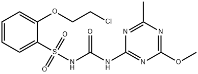 2-(2-クロロエトキシ)-N-[(4-メトキシ-6-メチル-1,3,5-トリアジン-2-イルアミノ)カルボニル]ベンゼンスルホンアミド 化学構造式