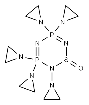 2,3,3,5,5-Pentakis(1-aziridinyl)-3,3,5,5-tetrahydro-2H-1,2,4,6,3,5-thiatriazadiphosphorine 1-oxide Struktur