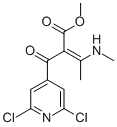 2-[(2,6-ジクロロ-4-ピリジル)カルボニル]-3-(メチルアミノ)ブト-2-エン酸メチル 化学構造式