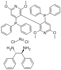 ジクロロ[(S)-(-)-2,2',6,6'-テトラメトキシ-4,4'-ビス(ジフェニルホスフィノ)-3,3'-ビピリジン][(1S,2S)-(-)-1,2-ジフェニルエチレンジアミン]ルテニウム(II), min. 95% 化学構造式
