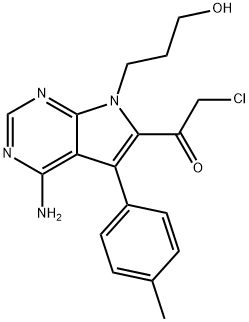 1-[4-氨基-7-(3-羟基丙基)-5-(4-甲基苯基)-7H-吡咯并[2,3-D]嘧啶-6-基]-2-氯乙酮 结构式
