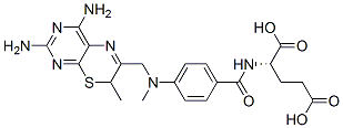 (2S)-2-[[4-[(3,5-diamino-9-methyl-10-thia-2,4,7-triazabicyclo[4.4.0]de ca-1,3,5,7-tetraen-8-yl)methyl-methyl-amino]benzoyl]amino]pentanedioic acid Struktur