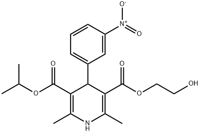1,4-ジヒドロ-2,6-ジメチル-4-(3-ニトロフェニル)-3,5-ピリジンジカルボン酸3-(2-ヒドロキシエチル)5-イソプロピル 化学構造式