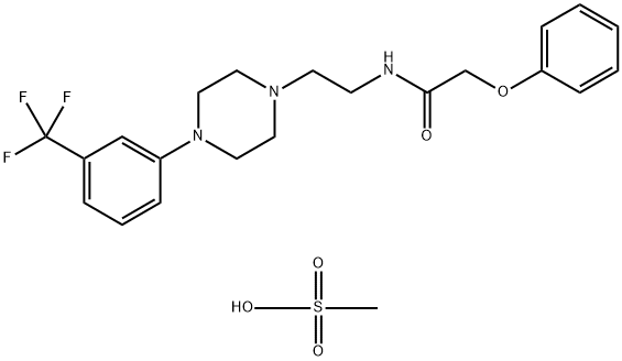 methanesulfonic acid, 2-phenoxy-N-[2-[4-[3-(trifluoromethyl)phenyl]pip erazin-1-yl]ethyl]acetamide Structure