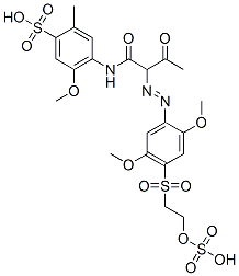 Benzenesulfonic acid, 4-2-2,5-dimethoxy-4-2-(sulfooxy)ethylsulfonylphenylazo-1,3-dioxobutylamino-5-methoxy-2-methyl- Structure
